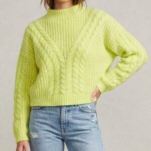 Universal Thread Cable Knit Sweater Size M Yellow Cozy Crewneck Pullover